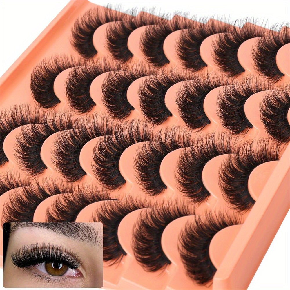 14 Pairs Luxurious Black False Eyelashes - Natural Look, Thick & Fluffy, Wispy Strip Cat Eye Lashes for a Dramatic Extension Effect, Fake Eyelashes, Pack